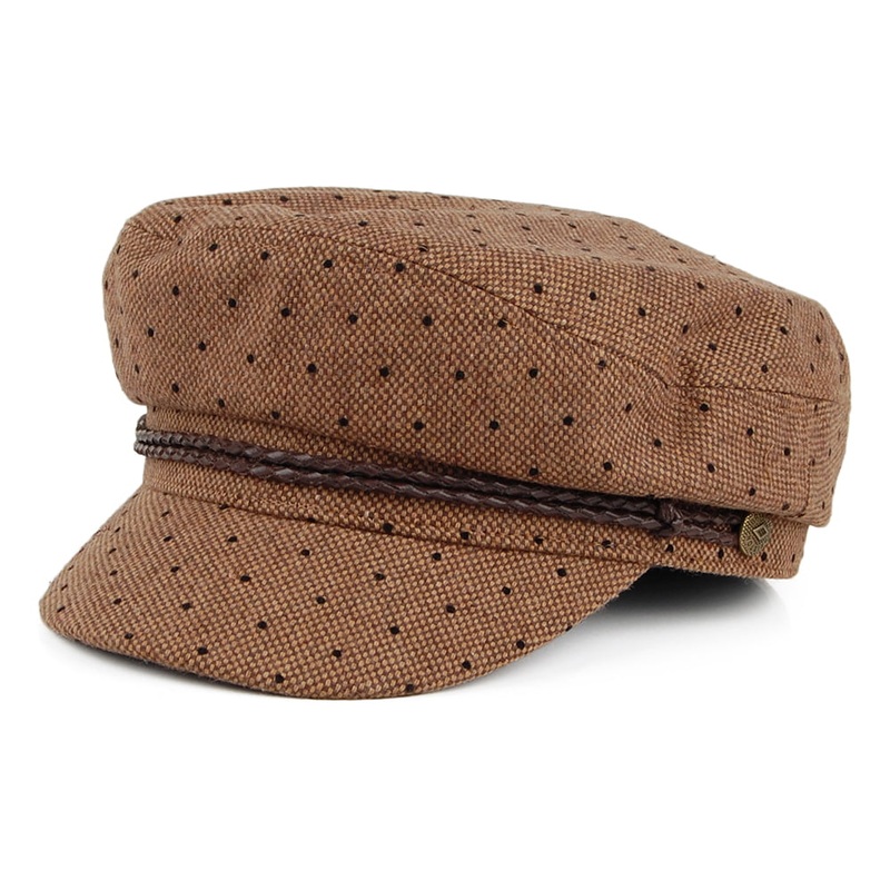 Brixton Hats Ashland Polka Dot Fiddler Cap – Brown-Black Small-56cm
