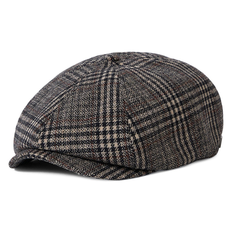 Brixton Hats Brood Plaid Newsboy Cap – Khaki-Brown Small-56cm