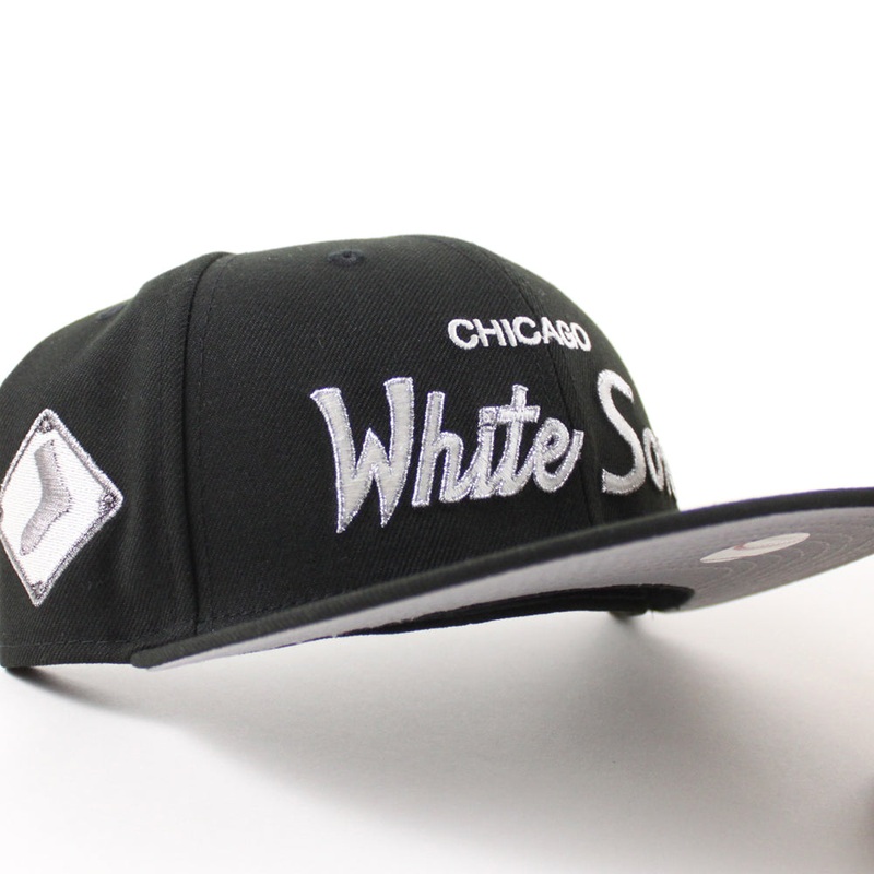 Chicago White Sox Socks Patch New Era Fitted 59Fifty Hat (Black Gray Under Brim) 7