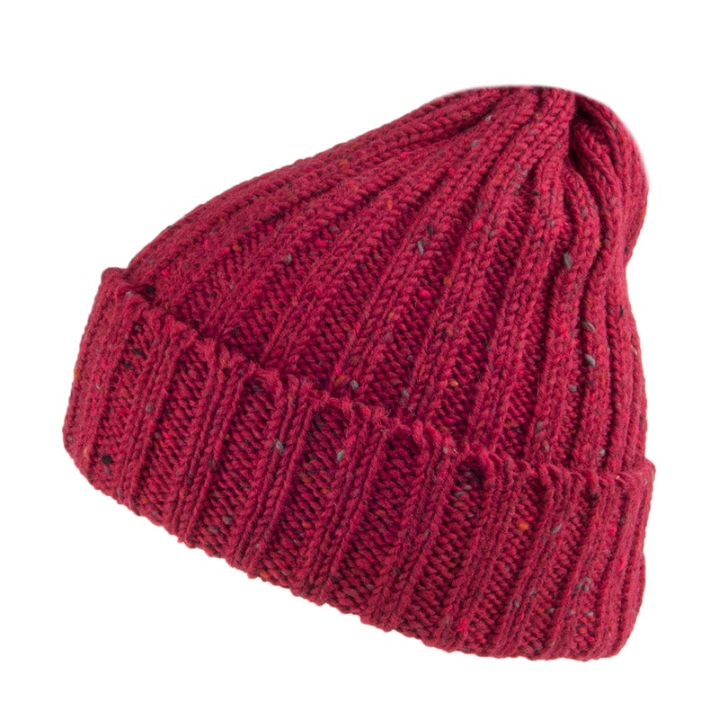 Highland 2000 Kilcarra Wool Cuffed Beanie Hat – Burgundy 1-Size