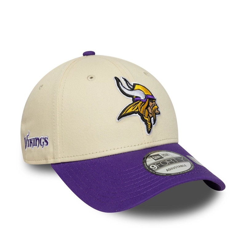 Minnesota Vikings NFL Wordmark Cream 9FORTY Adjustable Cap OSFM