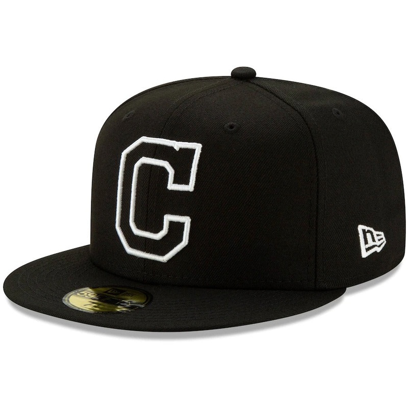 New Era Black Cleveland Indians Monochrome Logo Elements 59FIFTY Fitted Hat