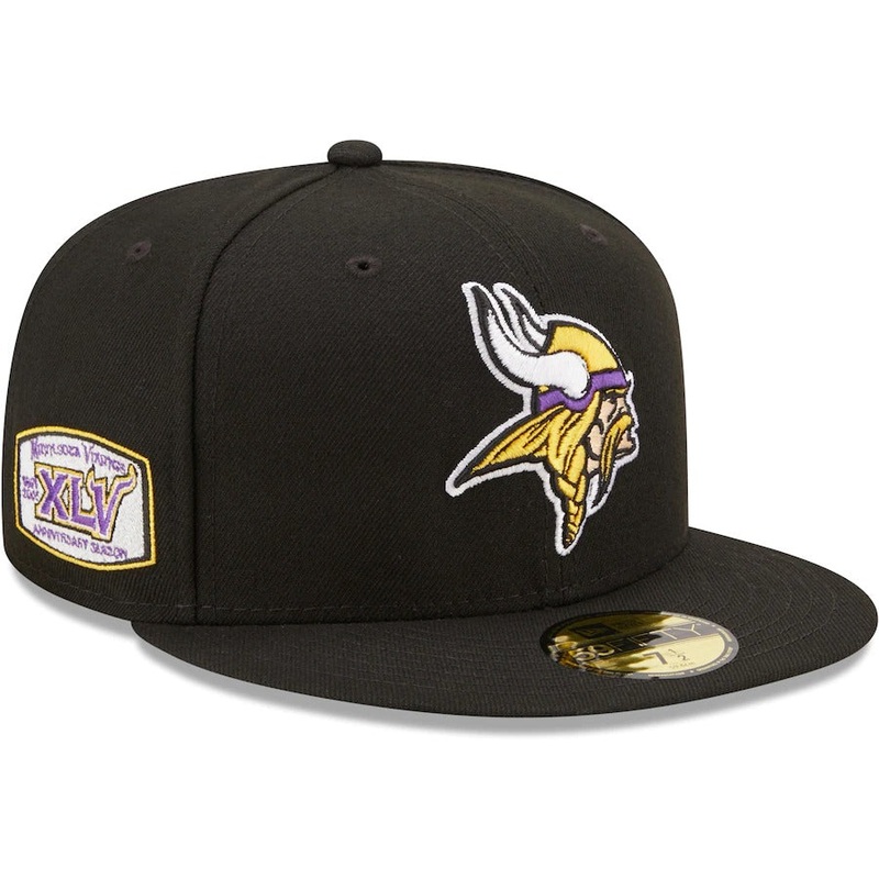 New Era Black Minnesota Vikings 45th Anniversary Patch 59FIFTY Fitted Hat