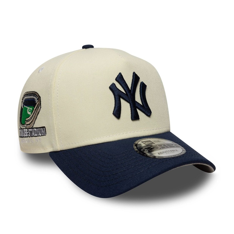 New York Yankees MLB Chrome Blue Contrast Cream 9FORTY A-Frame Adjustable Cap OSFA