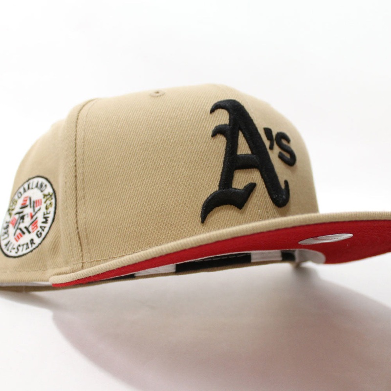 Oakland Athletics 1987 All Star Game New Era 59Fifty Fitted Hat (Glow in the Dark Camel Red Under Brim) 7