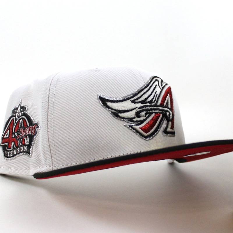 Anaheim Angels 40th Anniversary New Era 59Fifty Fitted Hat (White Black Red Under Brim) 7