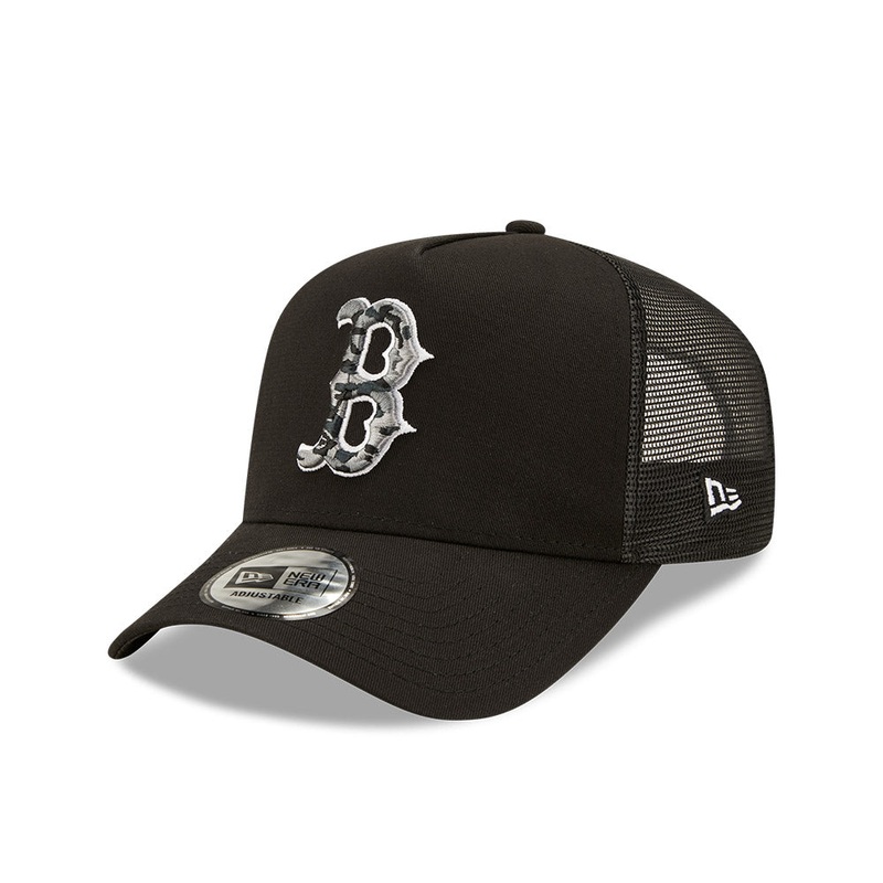 Boston Red Sox Camo Infill Black Trucker Cap One Size