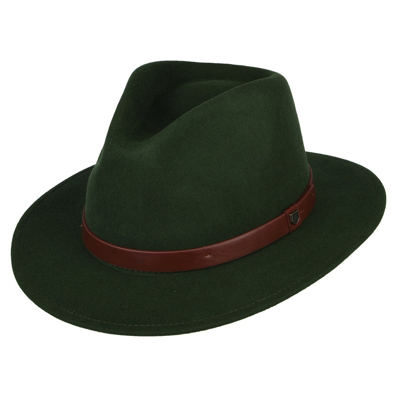 Brixton Hats Messer Wool Felt Fedora Hat – Forest Small-56cm