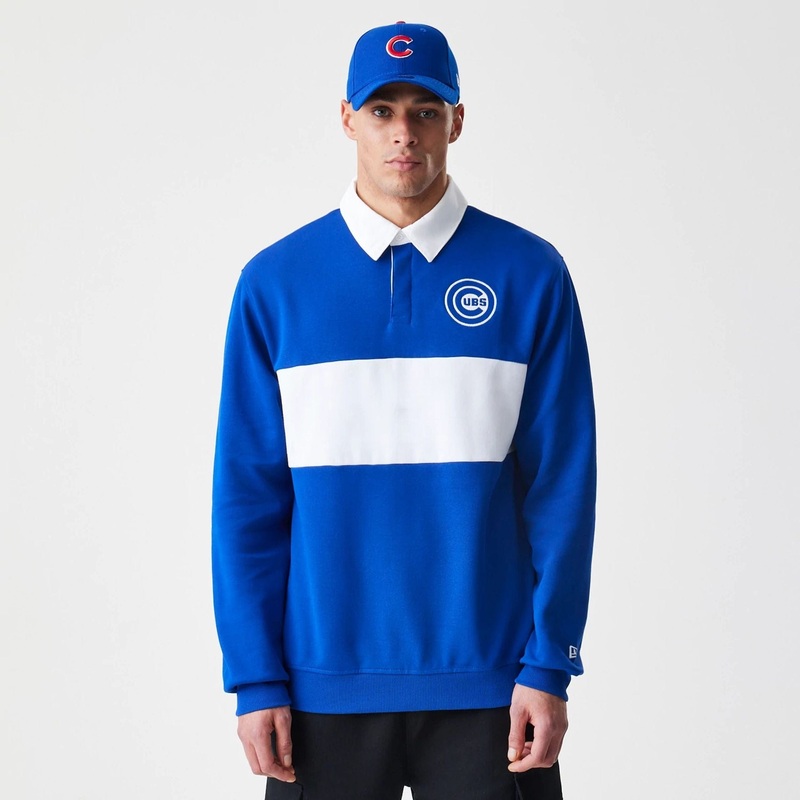 Chicago Cubs Throwback Prep Blue Long Sleeve Rugby Shirt S