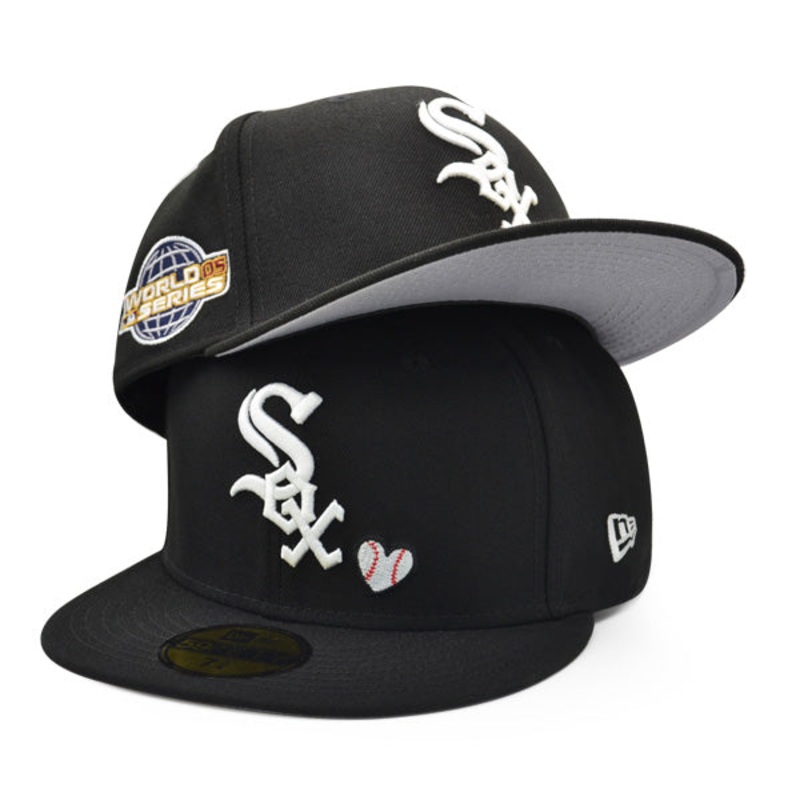 Chicago White Sox 2005 WORLD SERIES Exclusive TEAM HEARTS New Era Fitted 59Fifty MLB Hat -Black 7