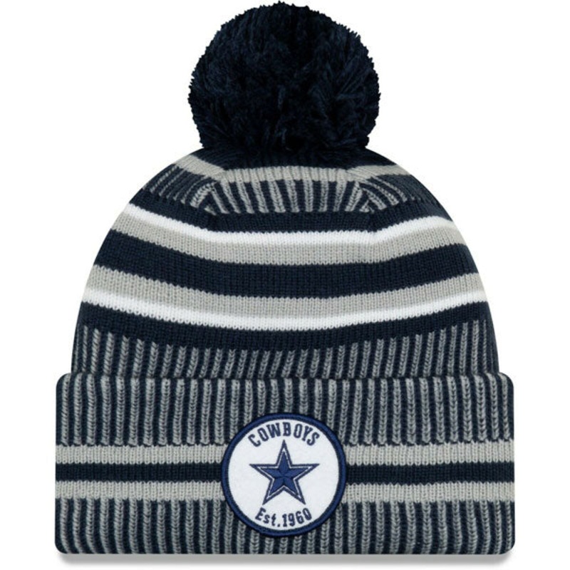 Dallas Cowboys New Era 2019 NFL On-Field Home SPORT KNIT Cuffed Pom Hat – Navy