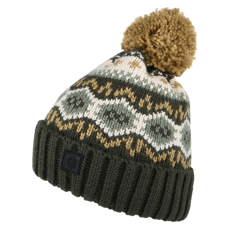 Failsworth Hats Fair Isle Bobble Hat – Moss 1-Size