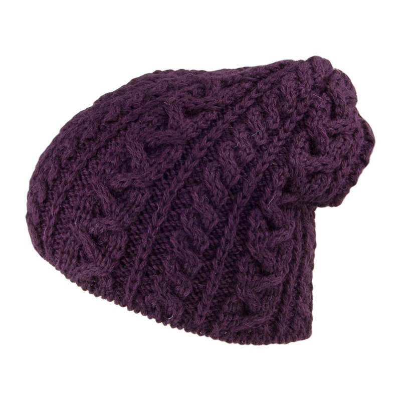 Highland 2000 English Wool Oversized Beanie Hat – Deep Purple 1-Size
