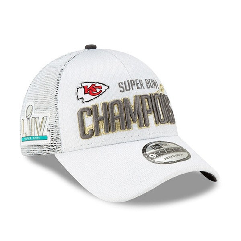 Kansas City Chiefs New Era Super Bowl LIV Champions Locker Room 9FORTY Adjustable Hat – White