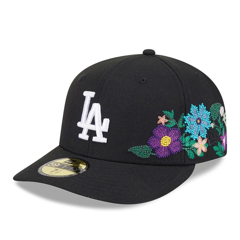 LA Dodgers MLB Tonal Florals Black 59FIFTY Fitted Cap 6 7/8