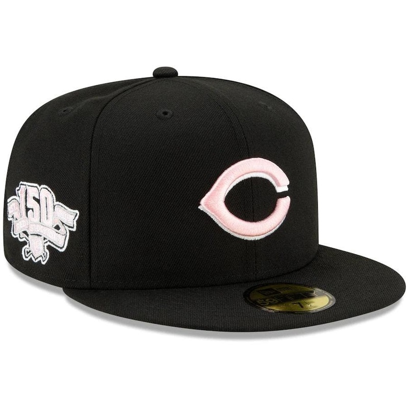New Era Cincinnati Reds Black 150th Season Pink Undervisor 59FIFTY Fitted Hat