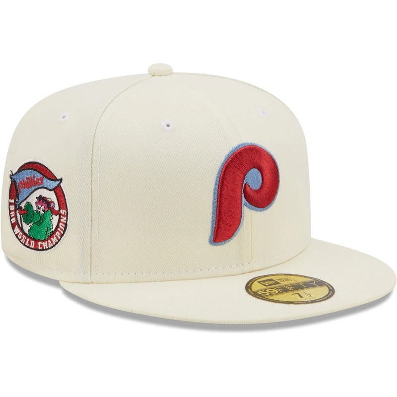 New Era Philadelphia Phillies Cream 1980 World Champions Chrome Alternate Undervisor 59FIFTY Fitted Hat