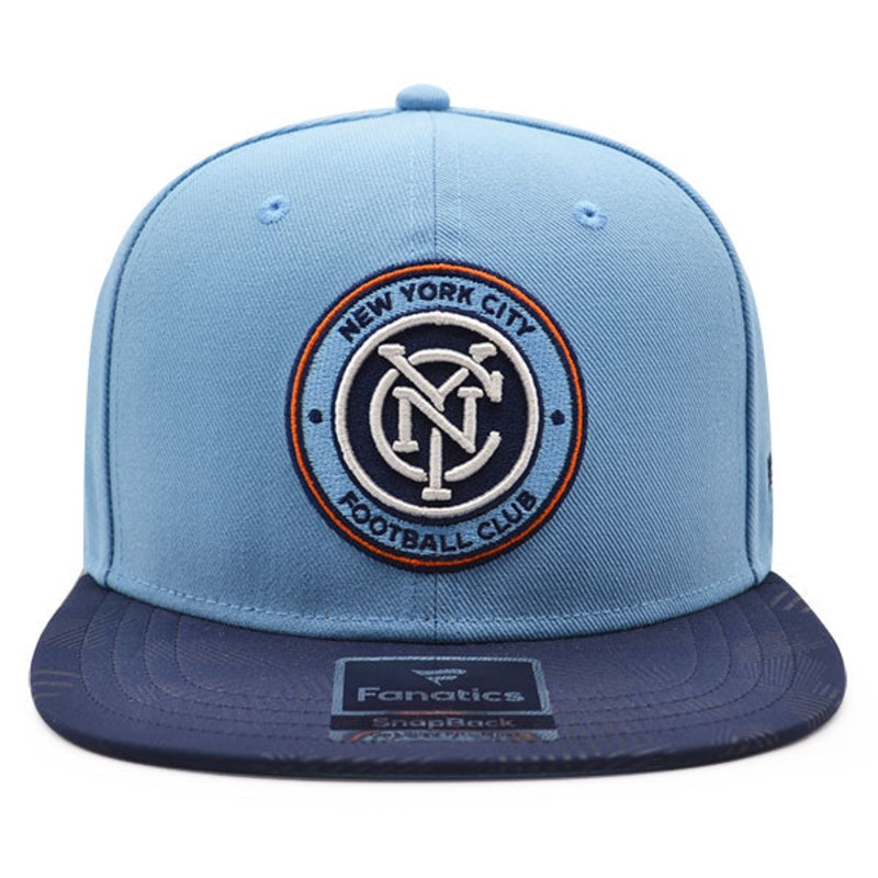 New York City FC Fanatics MLS Visor Mark Snapback Adjustable Hat – Light Blue/Navy