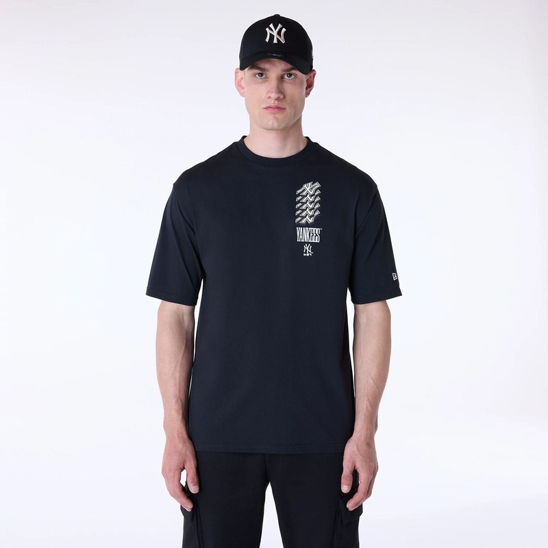 New York Yankees MLB Wordmark Black Oversized T-Shirt XS