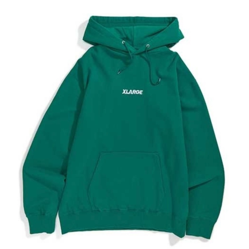 XLarge EMBROIDERY STANDARD LOGO PULLOVER HOODED SWEAT (Green) m