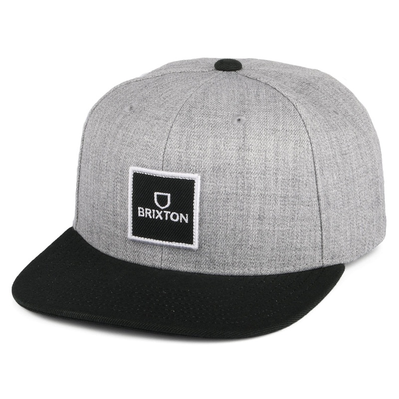 Brixton Hats Alpha Square NetPlus MP Snapback Cap – Heather Grey-Black Adjustable