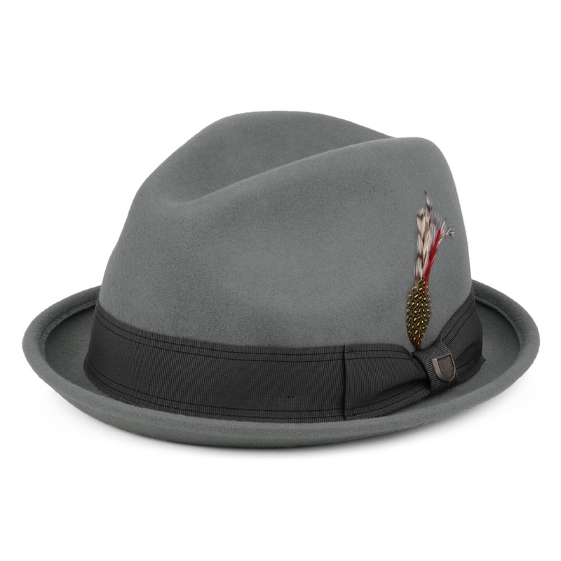 Brixton Hats Gain Wool Felt Trilby Hat – Grey Small-56cm