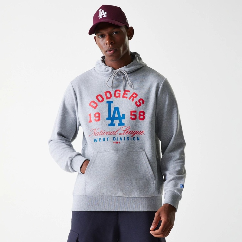 LA Dodgers MLB Wordmark Grey Pullover Hoodie XS