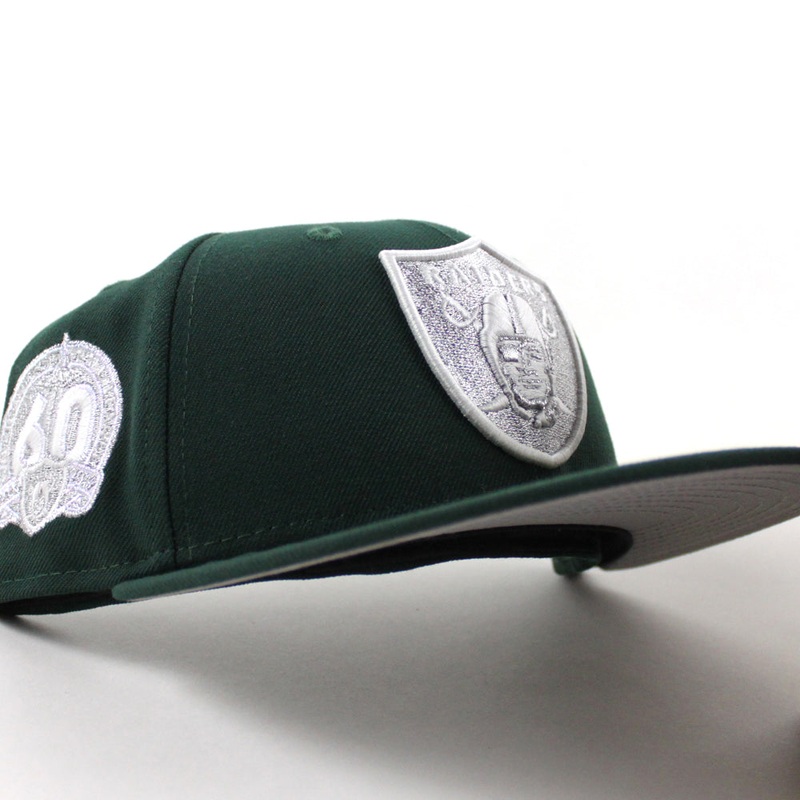 Las Vegas Raiders 60th anniversary New Era 59Fifty Fitted Hat (Green Gray Under Brim) 7