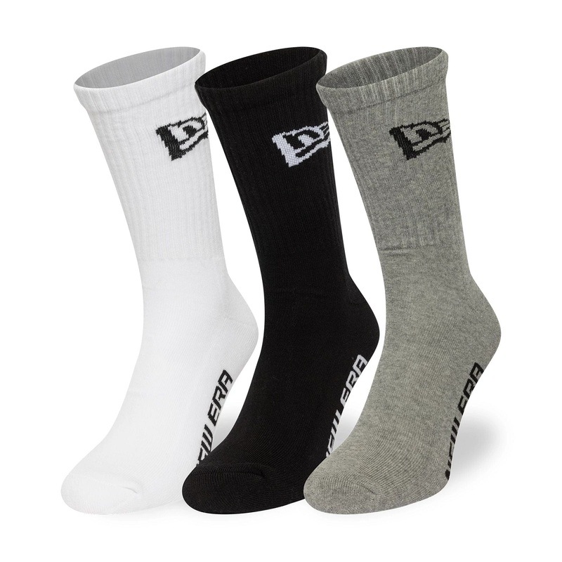 New Era Flag Multi Monochrome 3 Pack Crew Socks 2-5