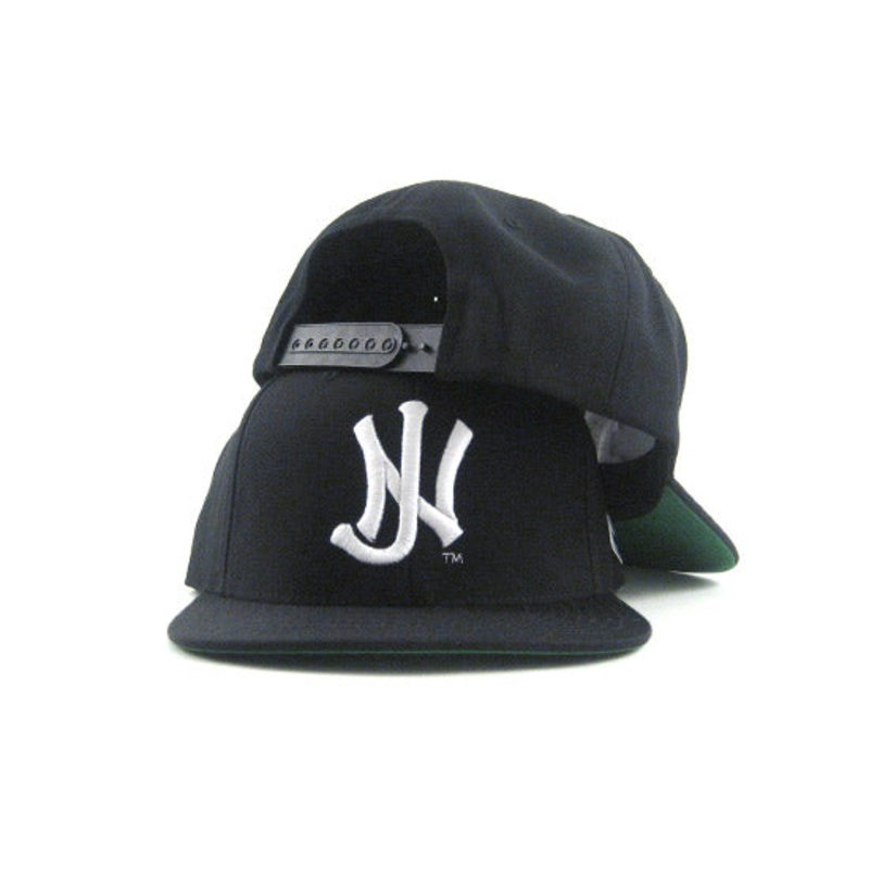 Old School NJ Snapback Hat (Black White Green Underbrim) One Size