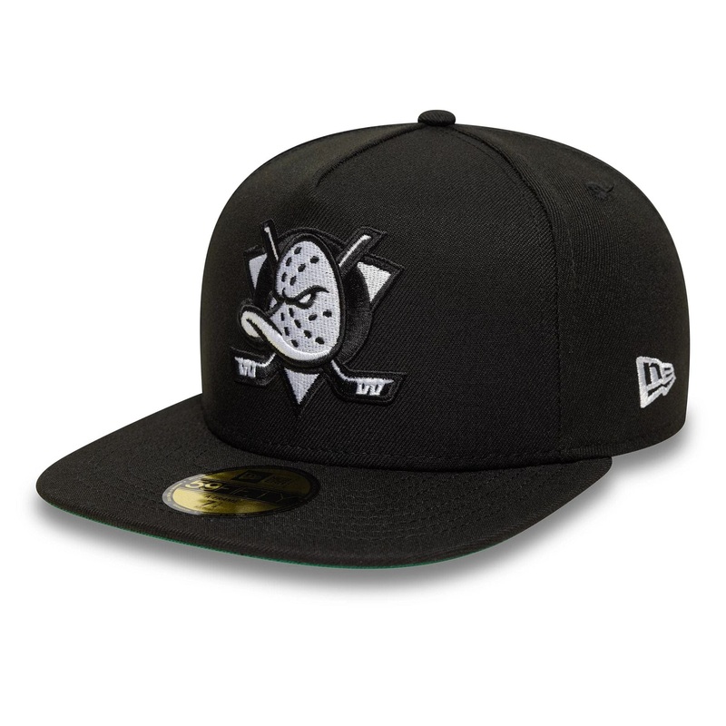 Anaheim Ducks NHL Flat Black 59FIFTY A-Frame Fitted Cap 6 7/8