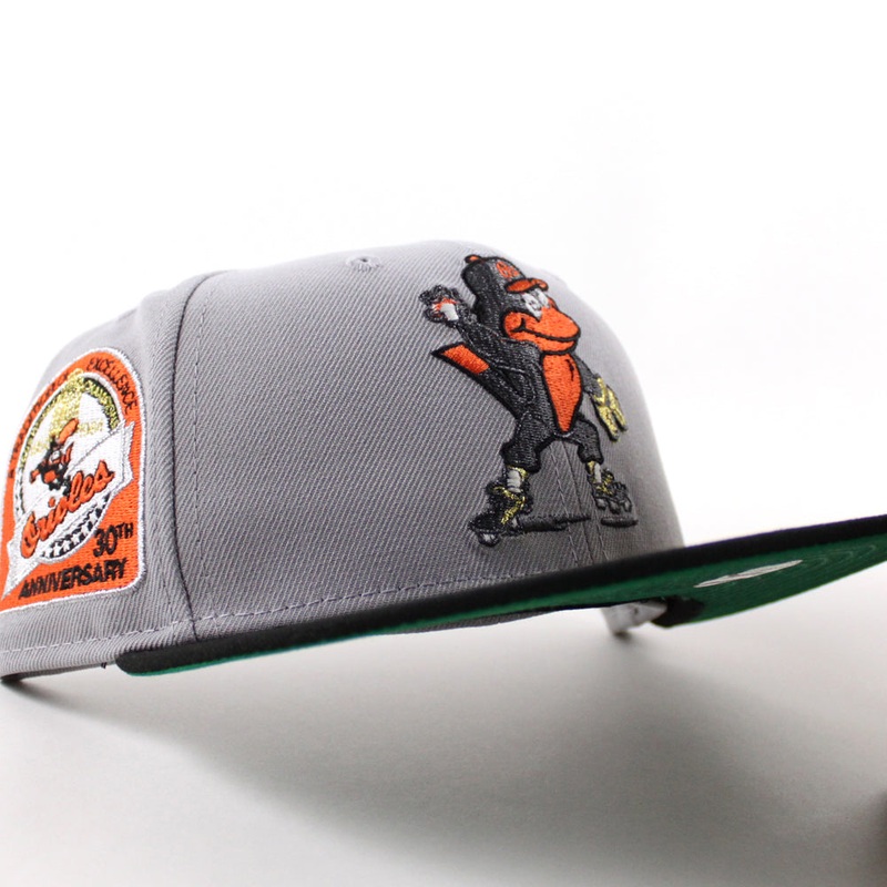 Baltimore Orioles 30th Anniversary 59Fifty New Era Fitted Hat (Gray Black Green Under Brim) 6 7/8