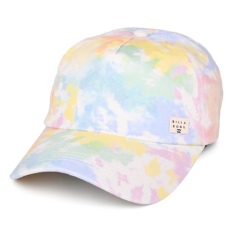 Billabong Hats Beach Club Tie Dye Baseball Cap – White-Pink-Yellow Adjustable