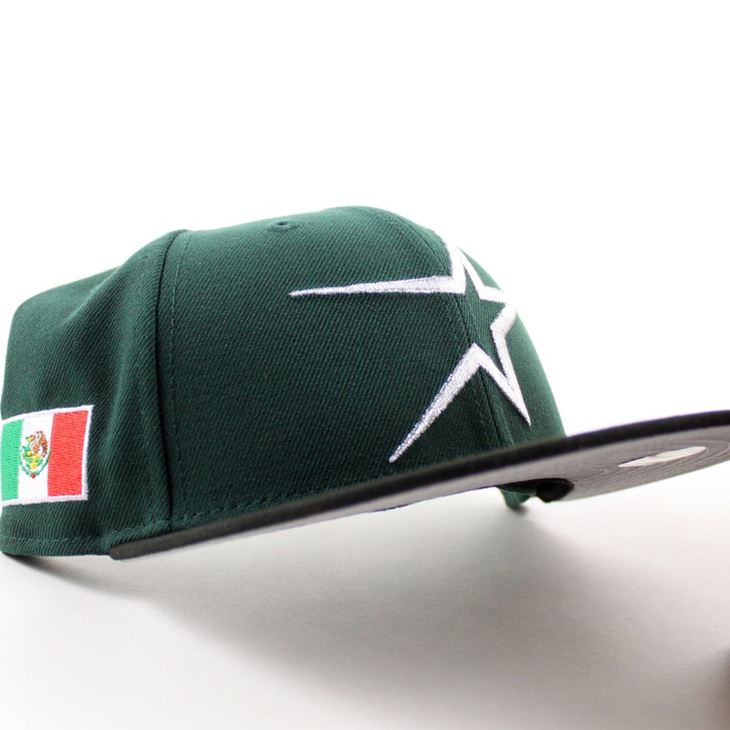 Houston Astros Mexico Flag Patch New Era 59Fifty Fitted Hat (Dark Green Black Gray Under Brim Under Brim) 7