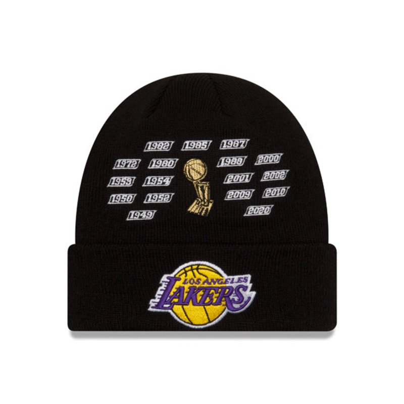 Los Angeles Lakers New Era CHAMPIONS SERIES Cuffed Knit NBA Hat – Black