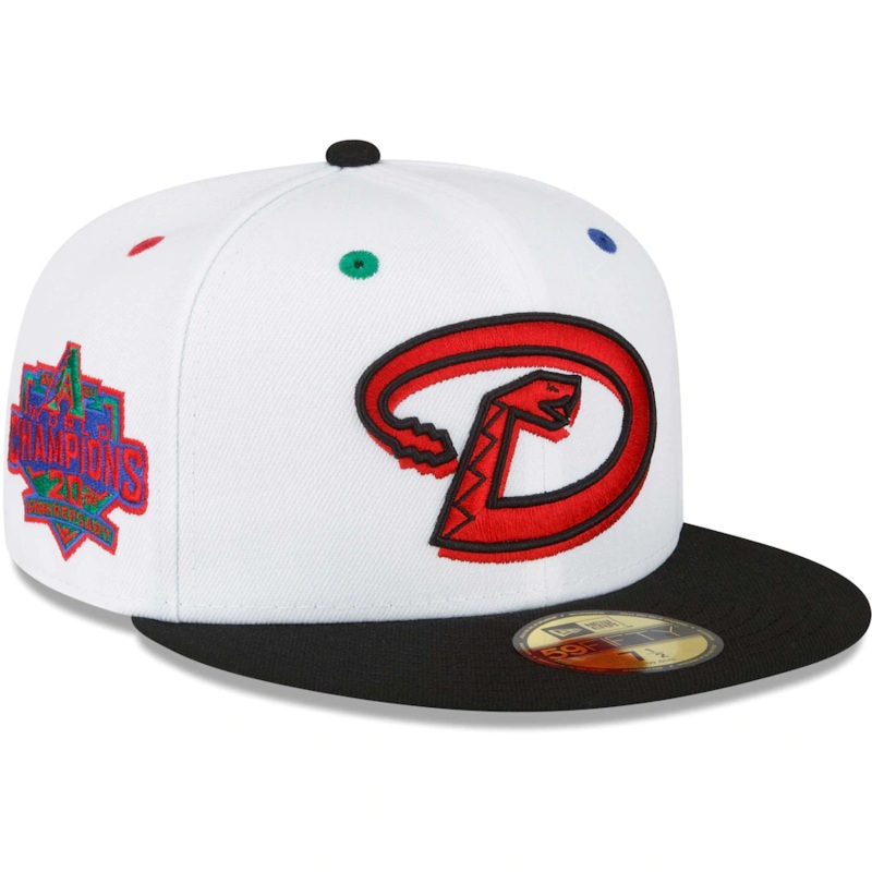 New Era Arizona Diamondbacks White/Black 2002 World Series Champions 20th Anniversary Primary Eye 59FIFTY Fitted Hat