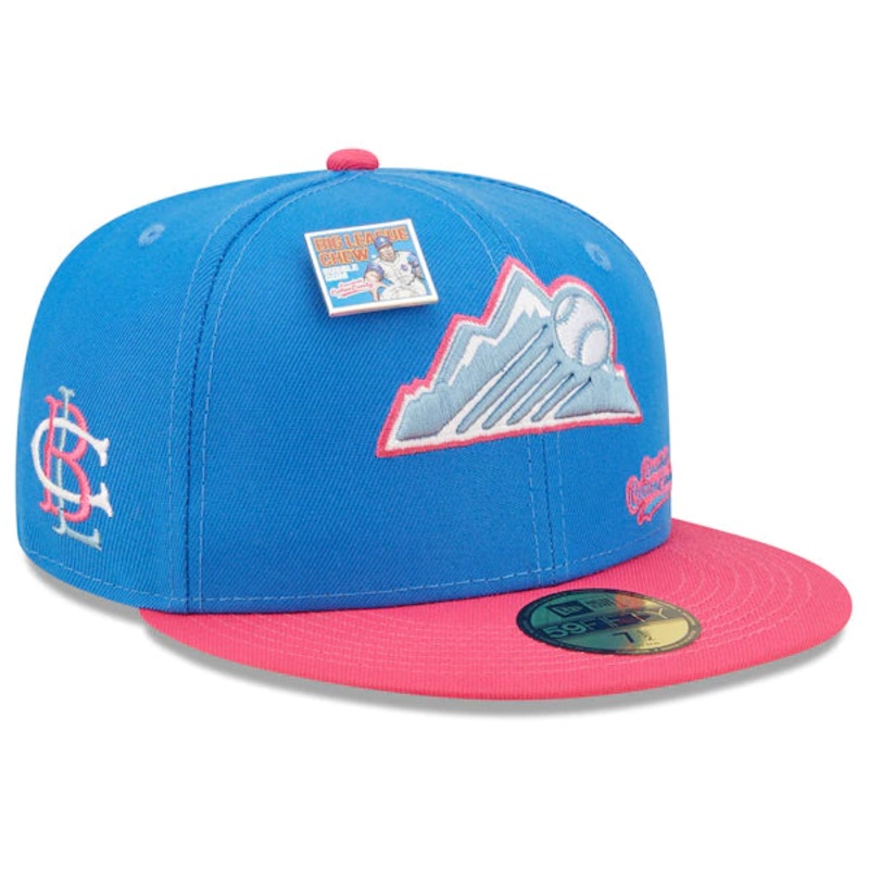 New Era MLB x Big League Chew  Colorado Rockies Curveball Cotton Candy Flavor Pack 59FIFTY Fitted Hat – Blue/Pink
