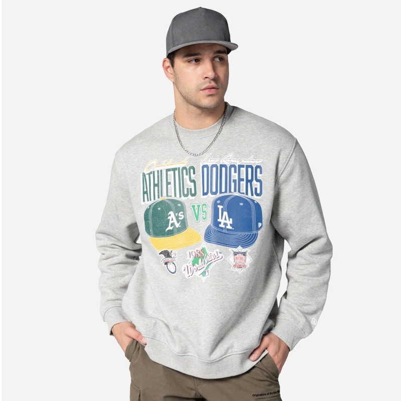 Oakland Athletics VS LA Dodgers MLB Dueling Logos Sport Classic Grey Crewneck Sweater S