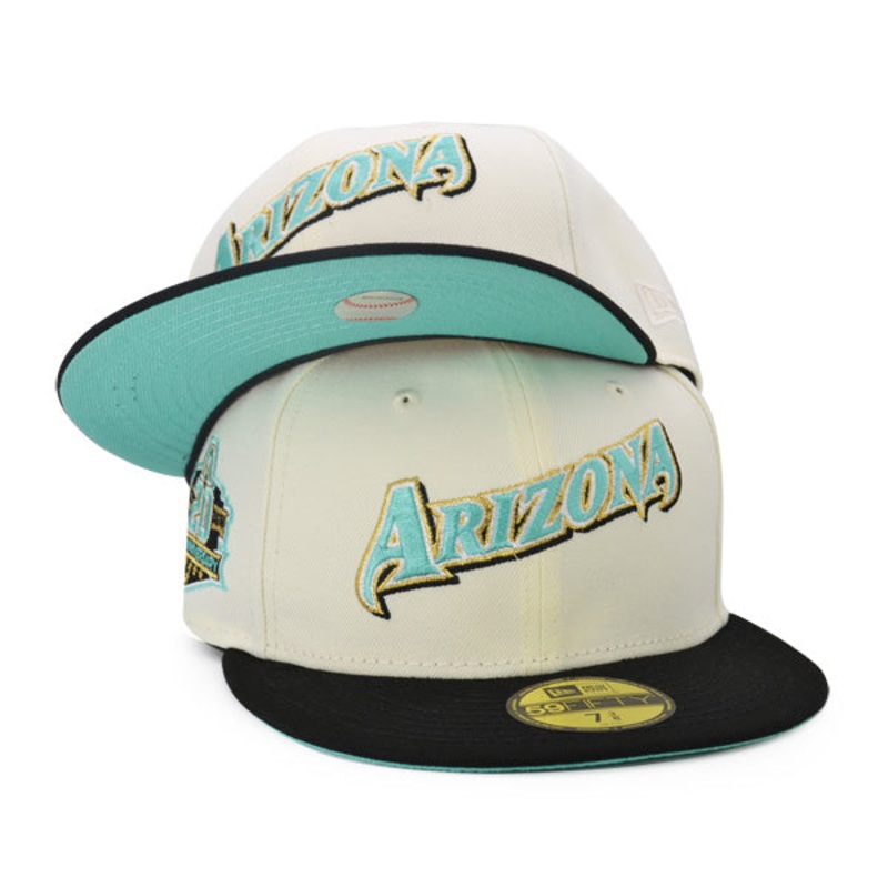 Arizona Diamondbacks 20th ANNIVERSARY Exclusive New Era 59Fifty Fitted Hat – Chrome/Black/Mint 7