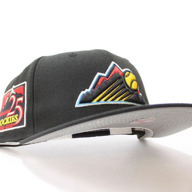 Colorado Rockies 25th Anniversary New Era 59Fifty Fitted Hat (Glow in the Dark BLACK REFLECTIVE  3M Gray Under Brim) 7