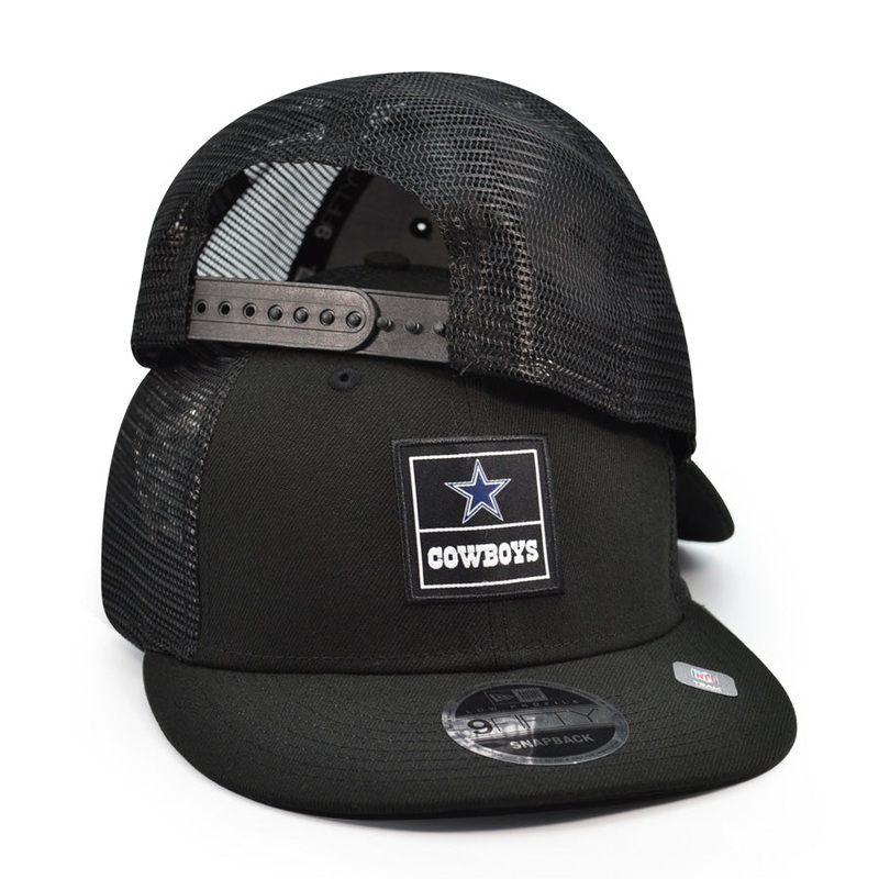 Dallas Cowboys New Era SQUARE TRUCKER MESH 9Fifty Snapback Low Profile NFL Hat – Black