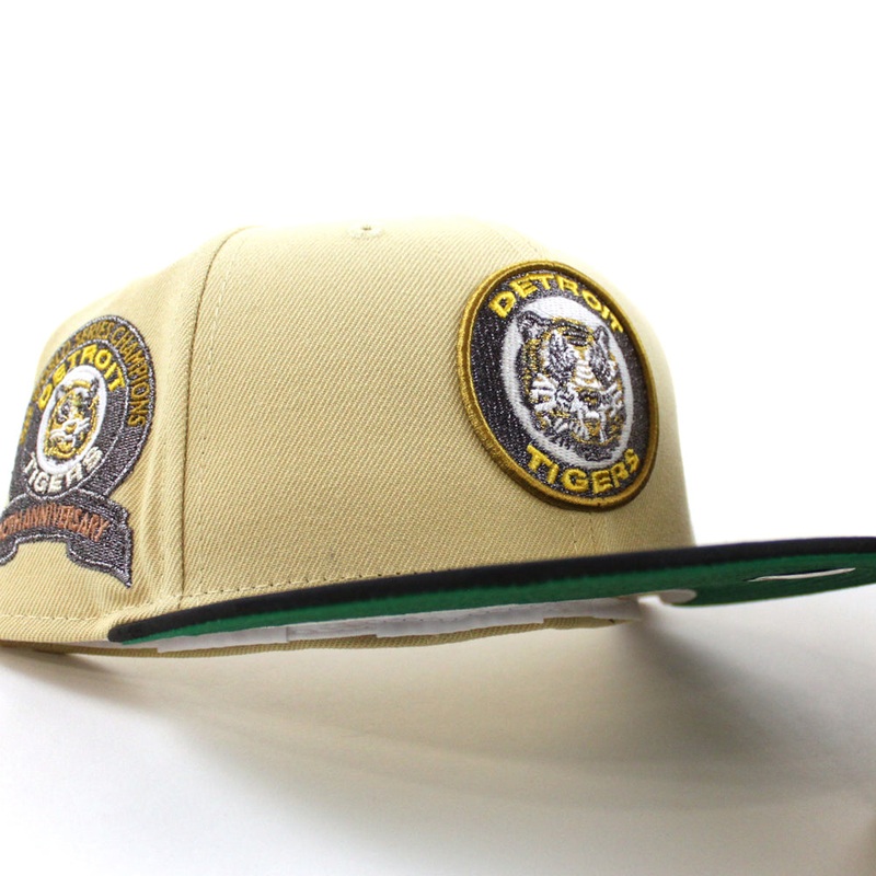 Detroit Tigers 1968 World Series New Era 59Fifty Fitted Hat (Vegas Gold Black Camo Green Under Brim) 7