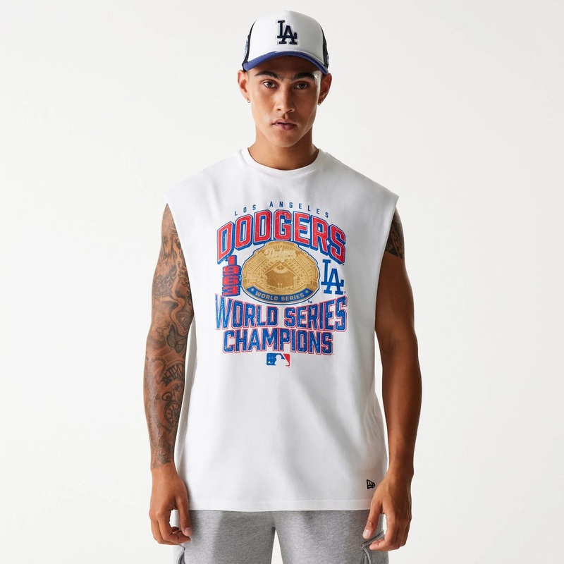 LA Dodgers MLB Graphic White Sleeveless T-Shirt XS
