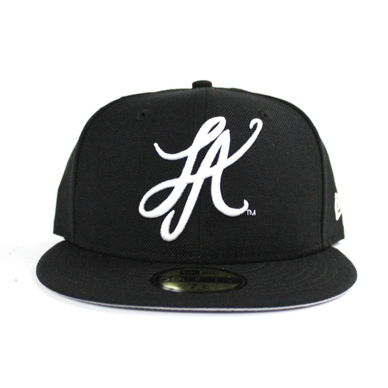 LA Script New Era 59Fifty Fitted Hat (Raiders Color Way Gray Under Brim) 7