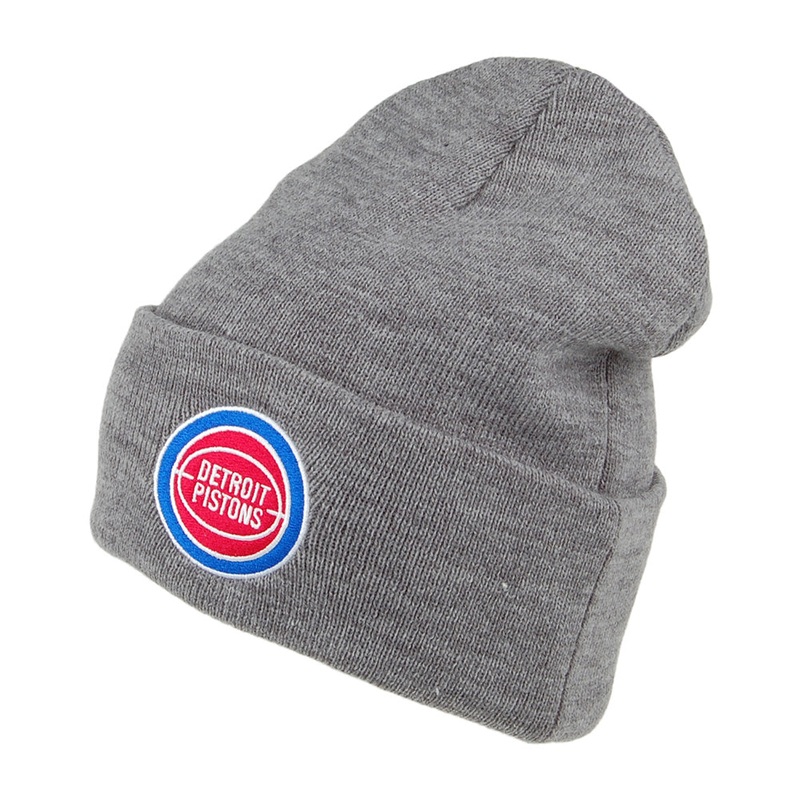 Mitchell & Ness Detroit Pistons Beanie Hat – NBA Team Logo Cuff Knit – Grey 1-Size
