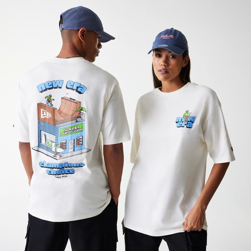 New Era Skate Graphic Open White Oversized T-Shirt XS