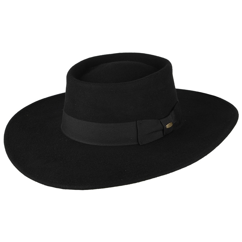 Scala Hats Hank Water Repellent Wool Felt Gaucho Hat – Black Small/Medium