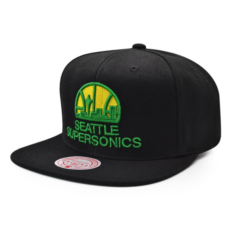 Seattle Supersonics Mitchell & Ness CLASSIC SOLID Snapback Hat – Black/Green