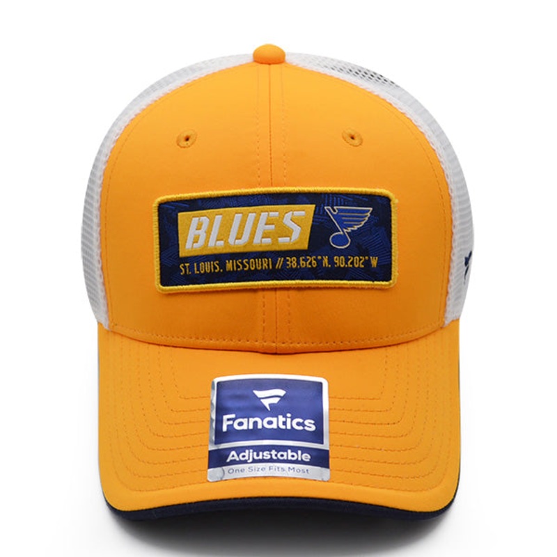 St.Louis Blues Fanatics ICONIC Trucker Mesh NHL Snapback Hat – Gold/Navy