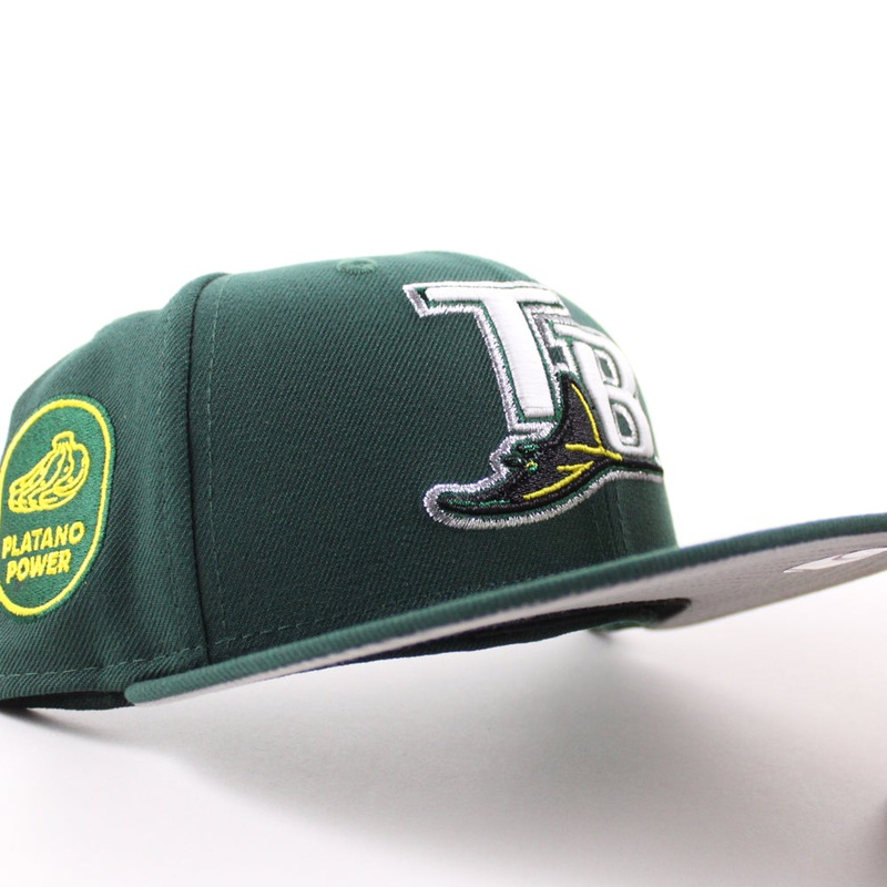 Tampa Bay Devil Rays Platanos Power New Era 59Fifty Fitted Hat (Dark Green Gray Under Brim) 6 7/8